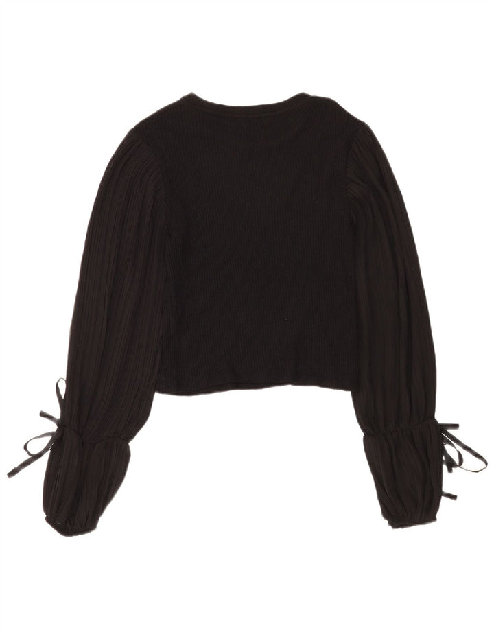 Bluză cu mânecă lungă pentru femei Zara UK 12 Medium Black Viscose