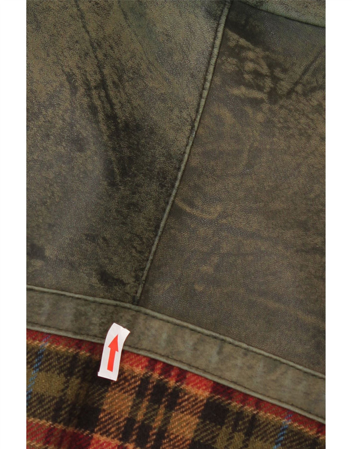 Jachetă de piele vintage pentru bărbați UK 46 3XL Green Check Leather