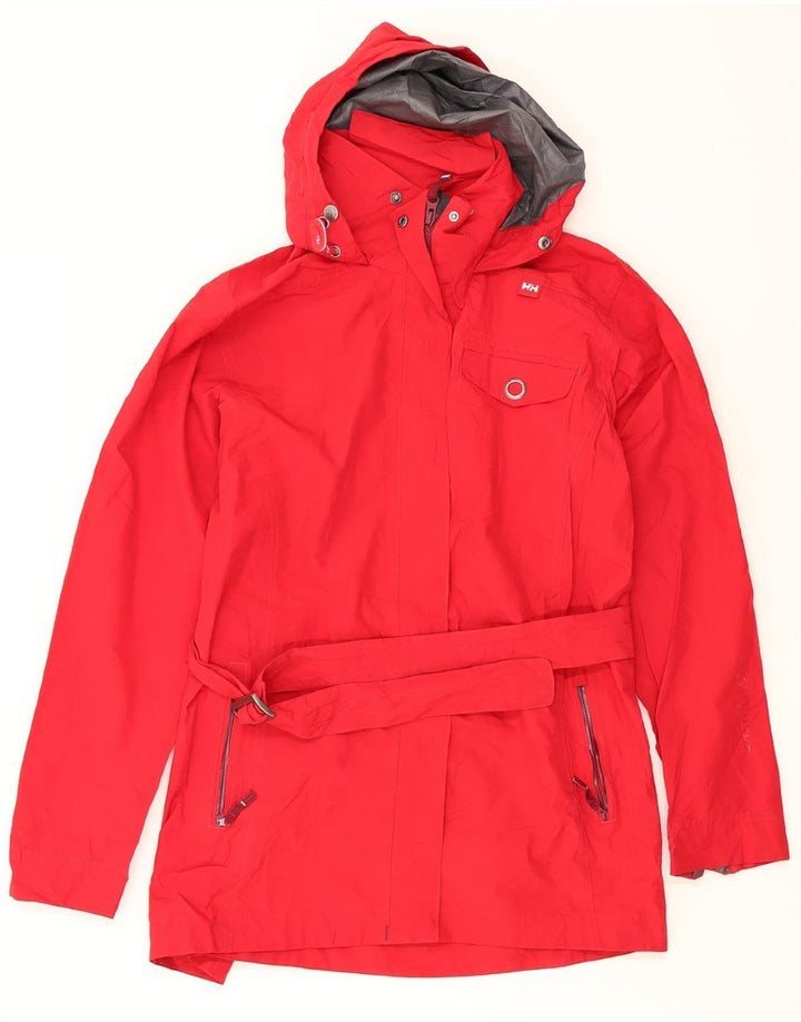 HELLY HANSEN Womens Hooded Windbreaker Coat UK 14 Medium Red Polyester Vintage Helly Hansen and Second-Hand Helly Hansen from Messina Hembry 