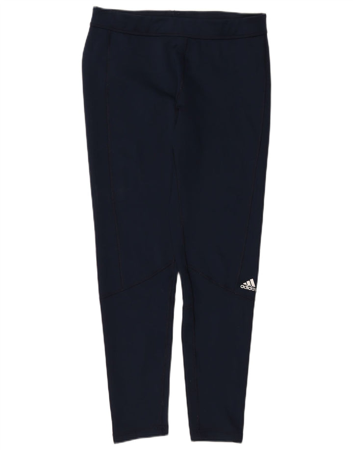 ADIDAS Womens Climalite Leggings UK 14 Large  Navy Blue Polyester