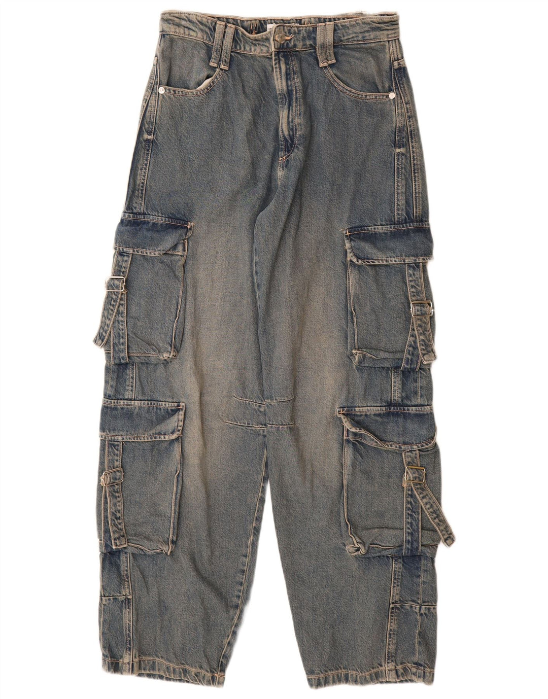Blugi conici cargo pentru femei Zara EU 40 Medium W30 L32 Albastru