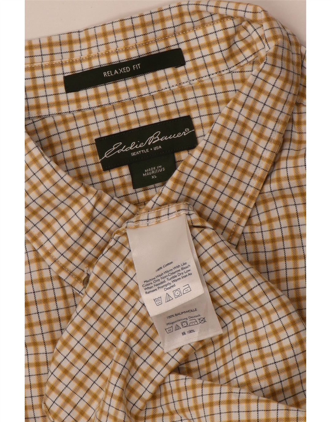 Cămașă de flanel pentru bărbați EDDIE BAUER, XL, bumbac cu carouri galbene