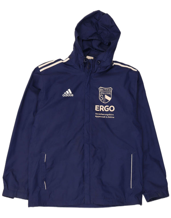 Jachetă de ploaie cu glugă grafică Adidas pentru bărbați Marea Britanie 44/46 Poliamidă mare, albastru bleumarin