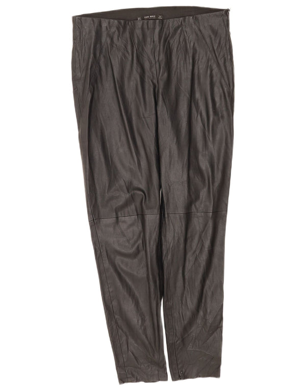 Pantaloni subțiri din piele artificială pentru femei Zara L34 L27 Poliuretan negru