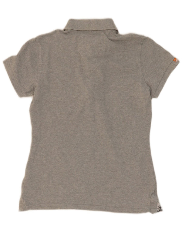 Tricou polo cu grafic Superdry pentru femei UK 14, bumbac gri mediu