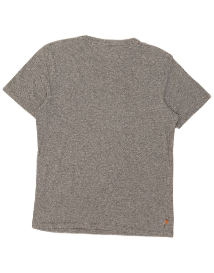 Tricou grafic Timberland pentru bărbați, cu croială obișnuită, din bumbac, gri mediu