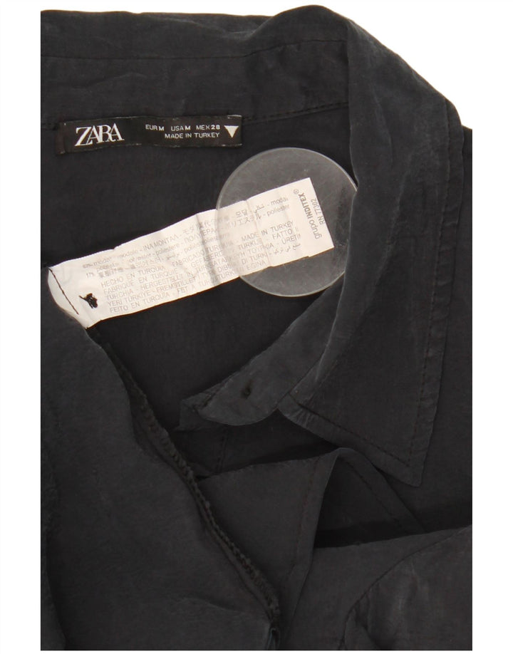 Rochie cămașă pentru femei ZARA UK 14 Medium Black Modal