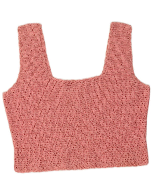 Top tricot crop vintage pentru femei UK 10 Small Pink