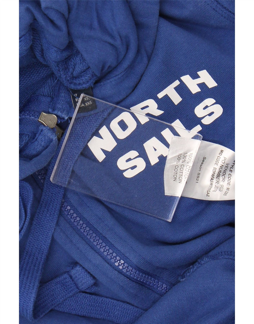 North Sails Pulover supradimensionat cu capota cu fermoar pentru femei UK 6 XS Bumbac albastru