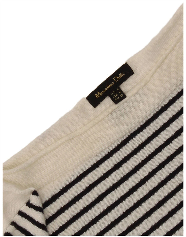 Massimo Dutti Top pentru femei cu mâneci 3/4 UK 12 Medium White Striped Nautical