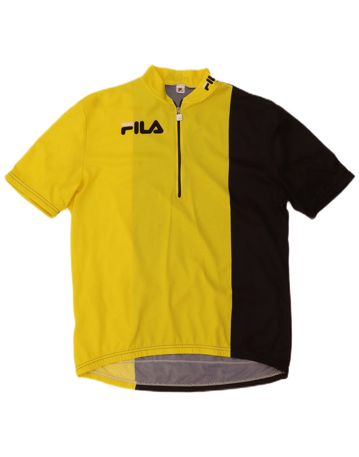 Top de trening Fila pentru bărbați, cu grafic, cu fermoar și gât, cu pulover, mare, galben Colorblock
