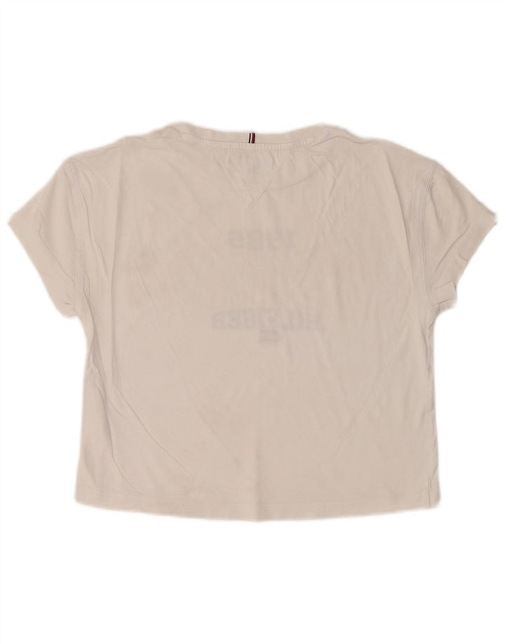TOMMY HILFIGER Tricou cu grafic crop pentru fete Top 13-14 ani alb