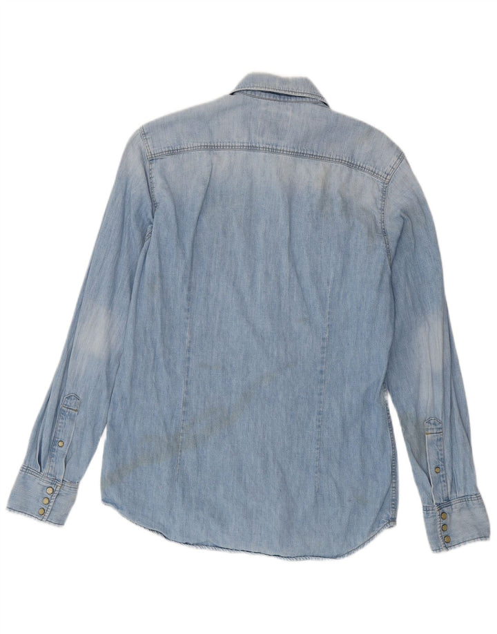 Cămașă G-Star pentru bărbați, slim fit, din denim, bumbac albastru mediu