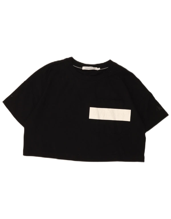 CALVIN KLEIN JEANS Tricou grafic supradimensionat pentru femei Top UK 6 XS Negru