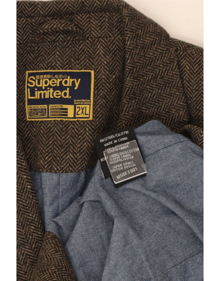 Jachetă blazer pentru bărbați Superdry, cu 2 nasturi, UK 44 2XL, maro, bumbac în oase