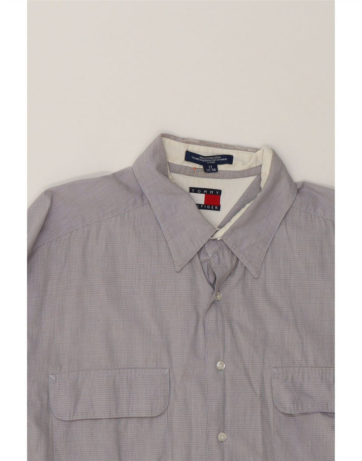 TOMMY HILFIGER Mens Shirt Size 17 XL Blue Check Vintage Tommy Hilfiger and Second-Hand Tommy Hilfiger from Messina Hembry 