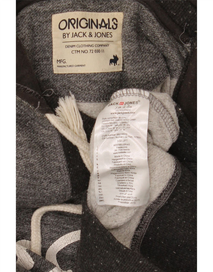 Pulover cu glugă cu grafic Jack & Jones pentru bărbați, poliester cu pături, gri mediu