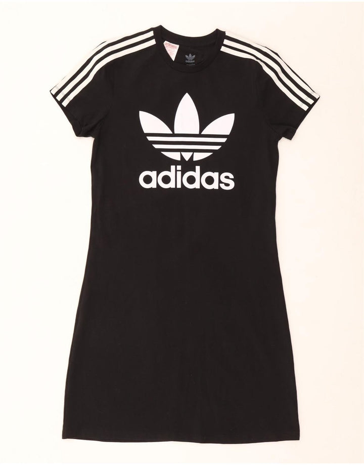 Rochie tricou grafic pentru fete ADIDAS 14-15 ani bumbac negru