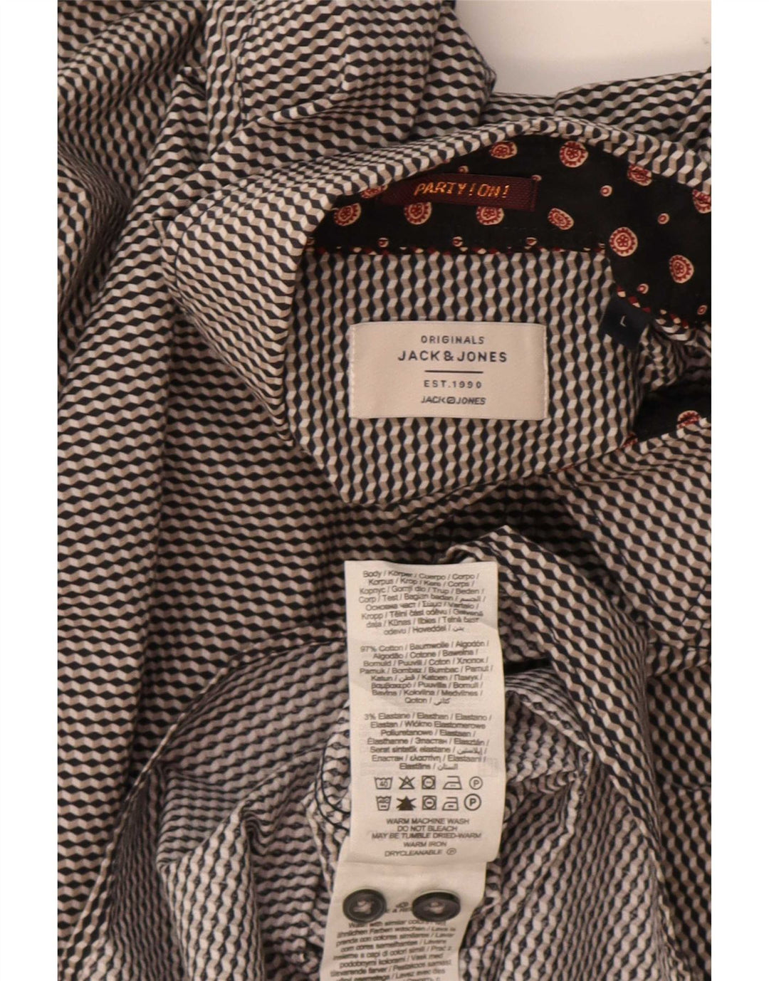 Cămașă Jack & Jones pentru bărbați, mare, gri geometric, bumbac