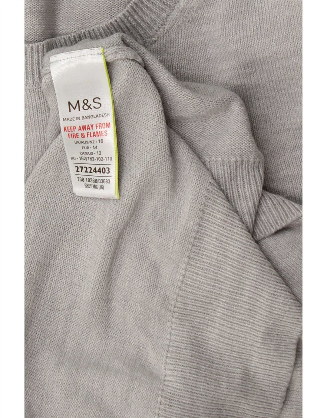 Pulover pentru femei Marks & Spencer cu decolteu triplu UK 16 mare, gri