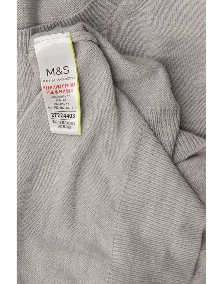 Pulover pentru femei Marks & Spencer cu decolteu triplu UK 16 mare, gri