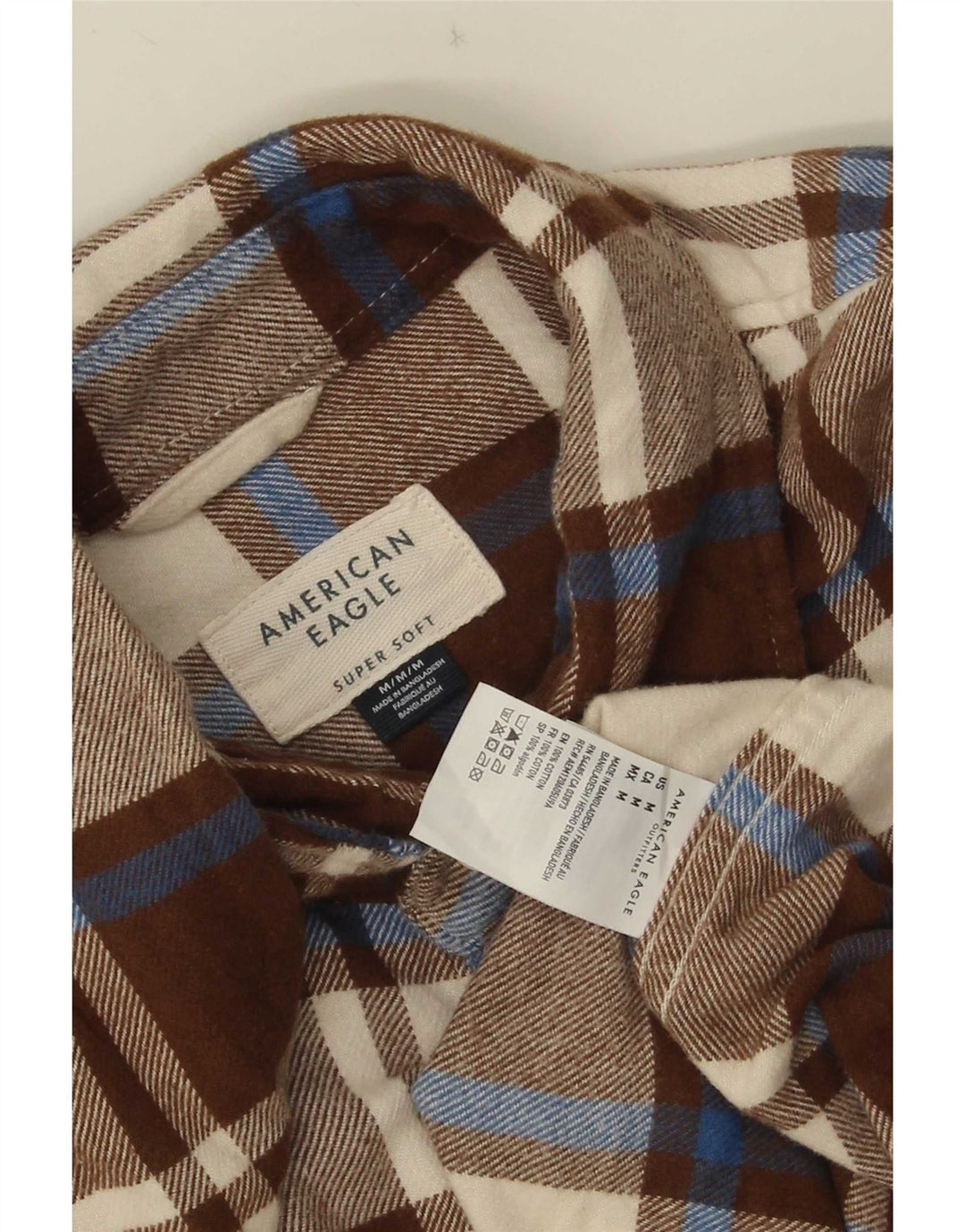 Cămașă de flanel pentru bărbați American Eagle, bumbac cu carouri maro mediu