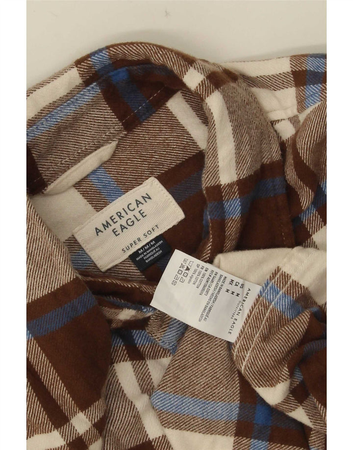 Cămașă de flanel pentru bărbați American Eagle, bumbac cu carouri maro mediu