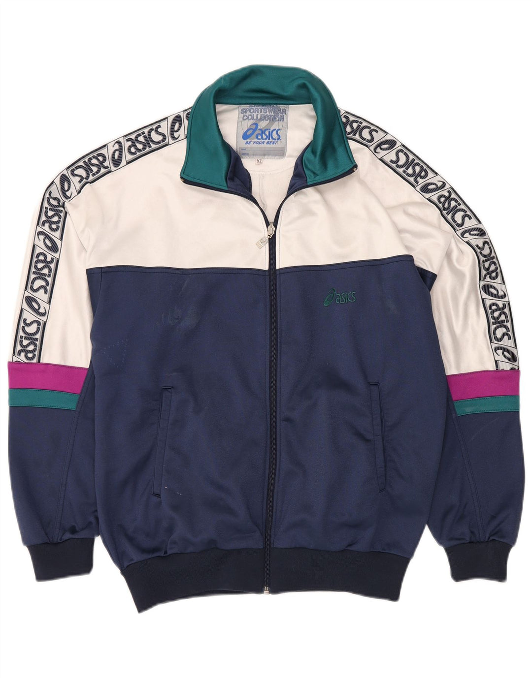 Jachetă de top pentru trening grafic ASICS pentru bărbați IT 52, mare, bleumarin, color block