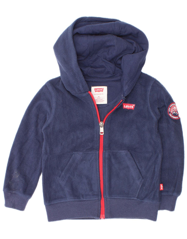 Pulover Levi's pentru copii, fleece, cu fermoar, 18-24 luni, poliester bleumarin