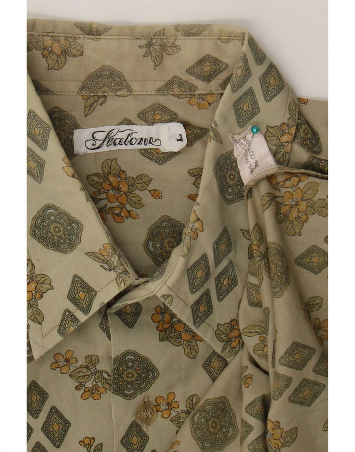 Cămașă vintage bărbați mare kaki poliester floral