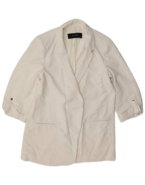 Jachetă pentru femei Zara cu mâneci 3/4 deschise, UK 18 XL, acetat alb