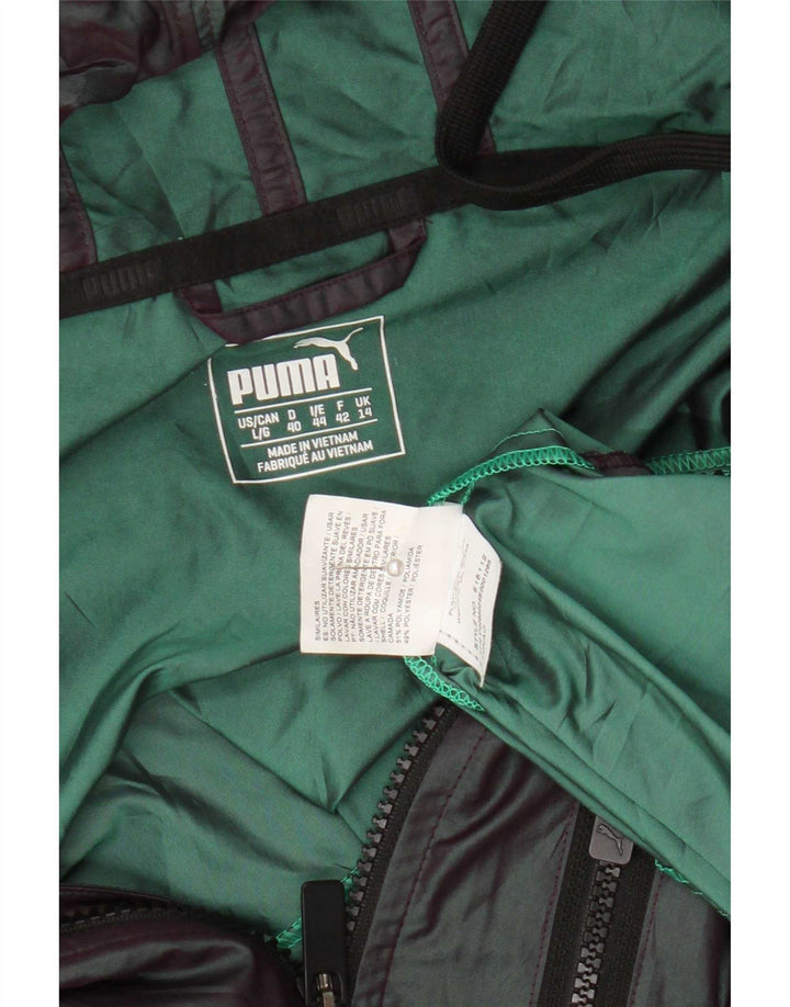 Jachetă de ploaie supradimensionată cu glugă Puma pentru femei UK 14 Poliamidă mov mare