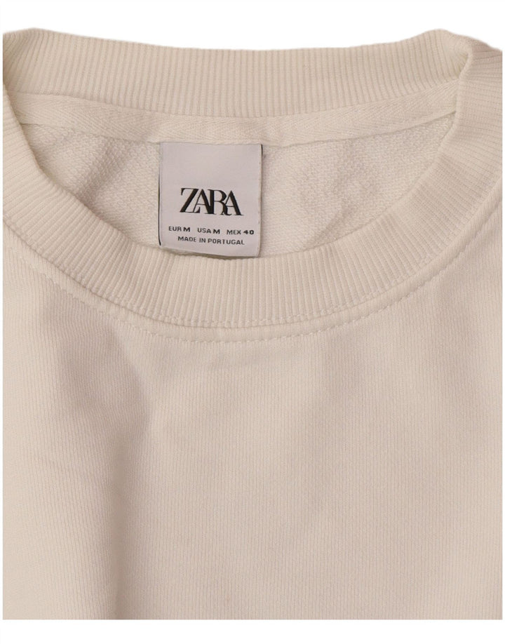 Pulover supradimensionat cu grafic pentru femei Zara UK 14 Medium White Floral