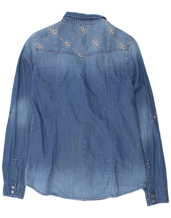 Cămașă Guess Fete Denim 13-14 Ani Bumbac Floral Albastru