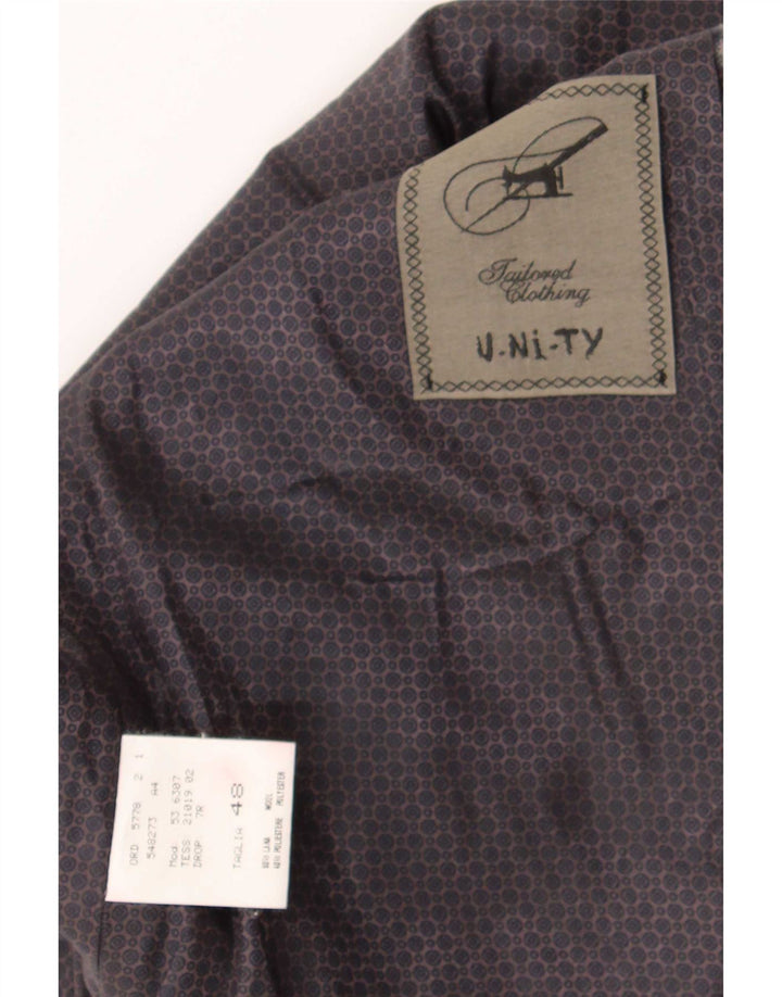 Vestă Vintage pentru bărbați IT 48 Lână Gingham Gri Mediu
