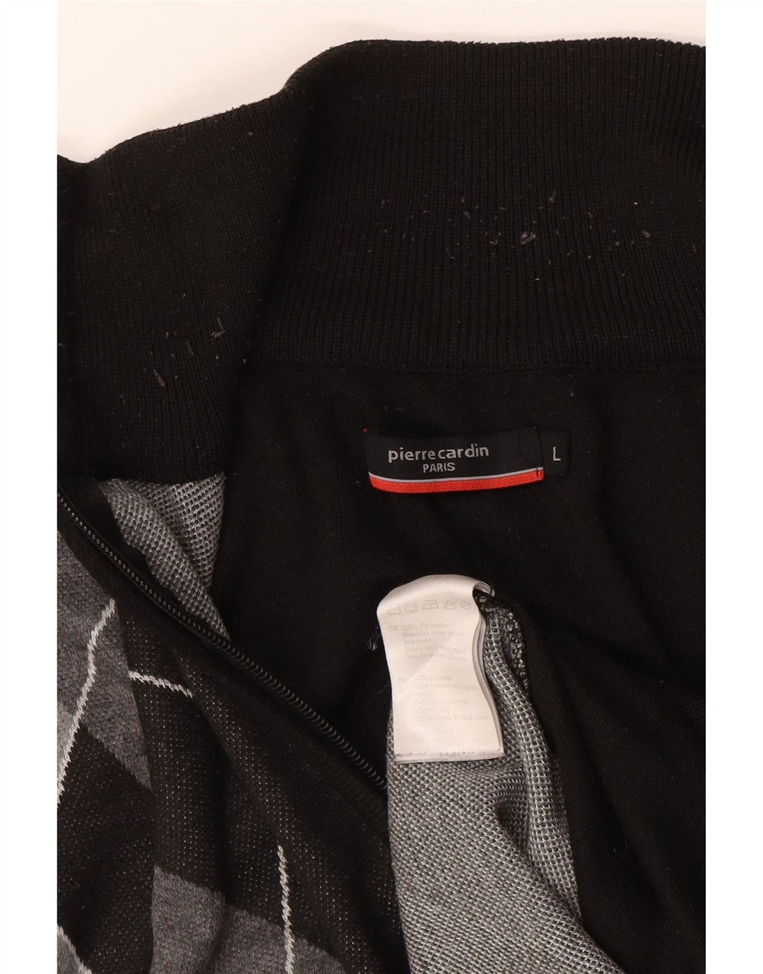 Pulover cardigan pentru bărbați Pierre Cardin, mare, negru, poliester Argyle/Diamond