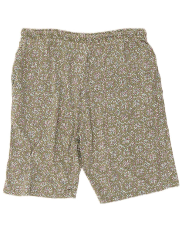 Pantaloni scurți sport vintage pentru bărbați, mari, verde, florale din bumbac