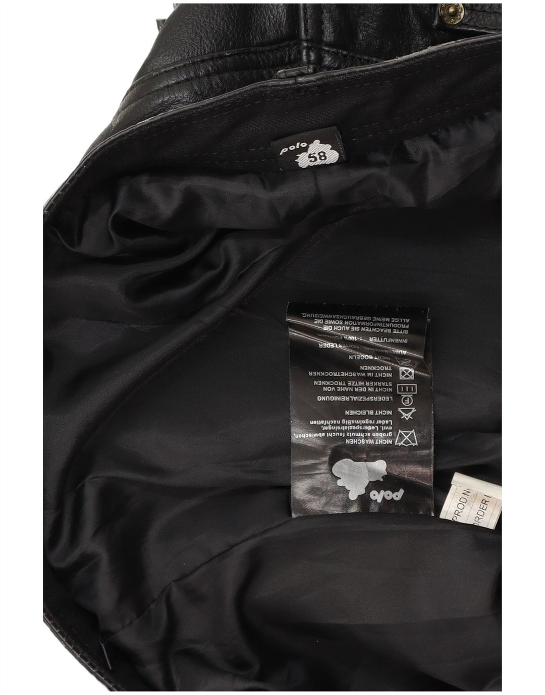 POLO Pantaloni drepti din piele pentru bărbați W38 L31 din piele neagră