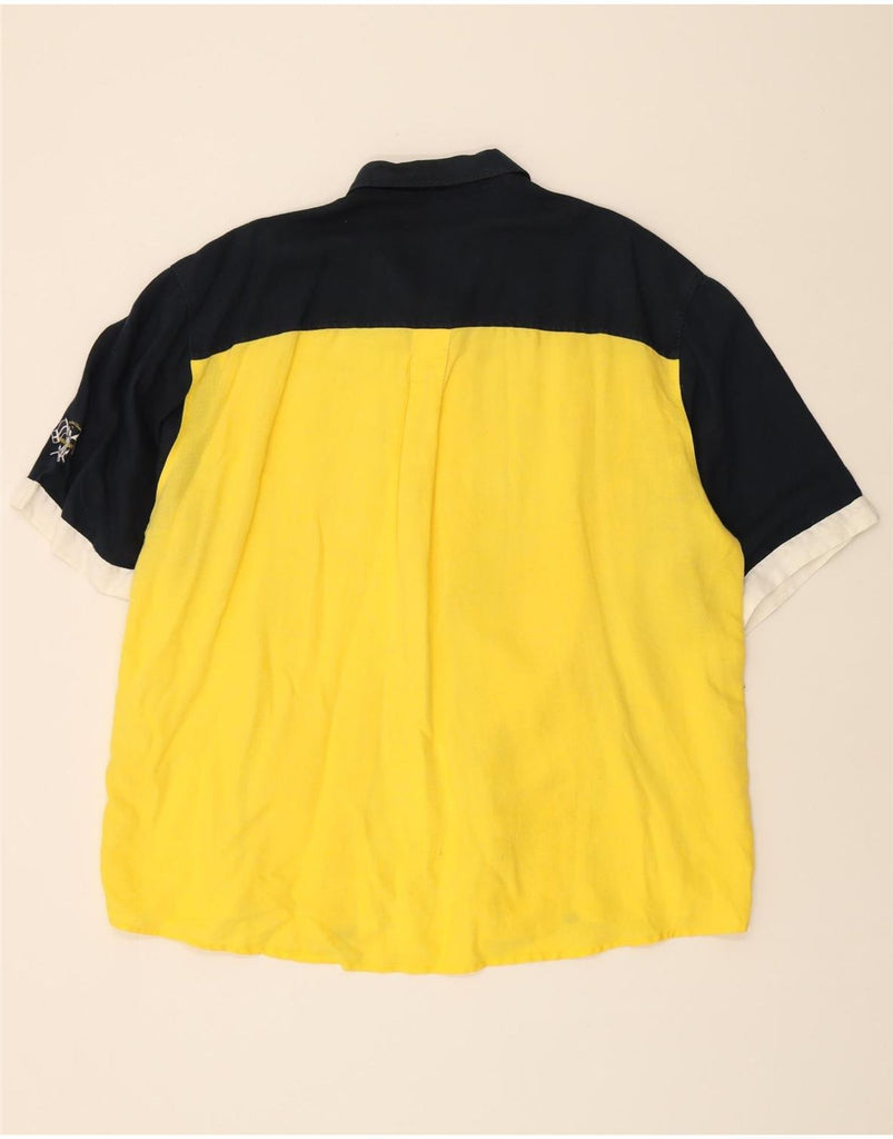 CARLO COLUCCI Mens Short Sleeve Shirt 2XL Yellow Colourblock Viscose Vintage Carlo Colucci and Second-Hand Carlo Colucci from Messina Hembry 