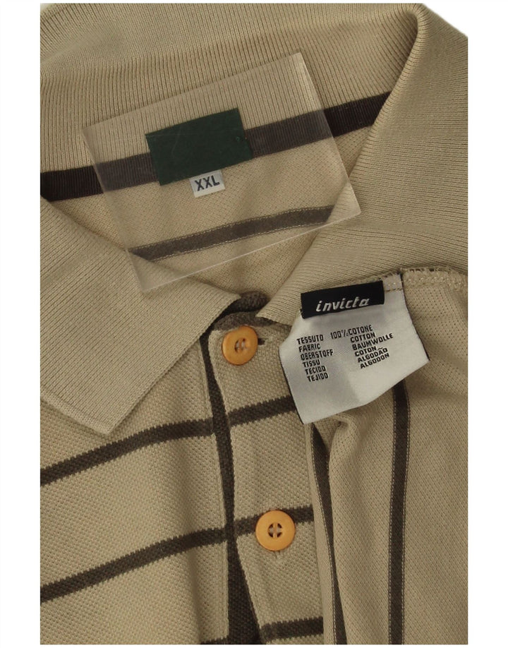 Tricou polo pentru bărbați Invicta 2XL, bumbac cu dungi bej