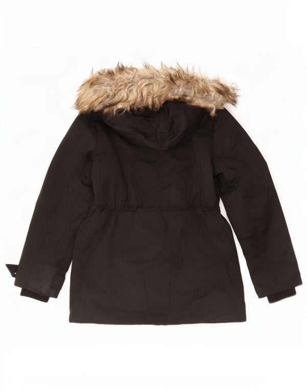 Jachetă parka cu glugă Topshop pentru femei UK 8, poliester negru mic