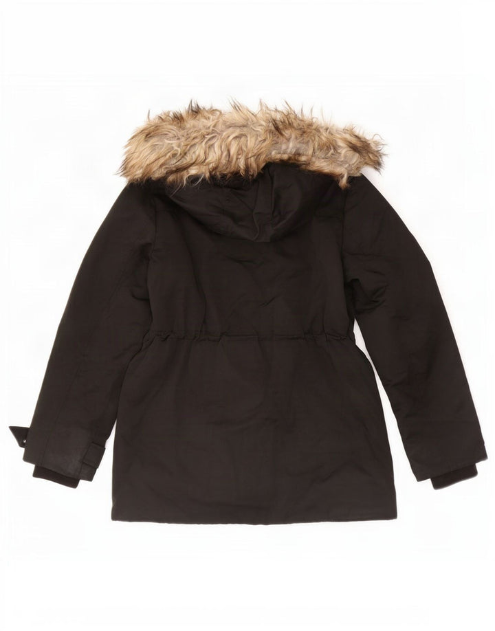 Jachetă parka cu glugă Topshop pentru femei UK 8, poliester negru mic
