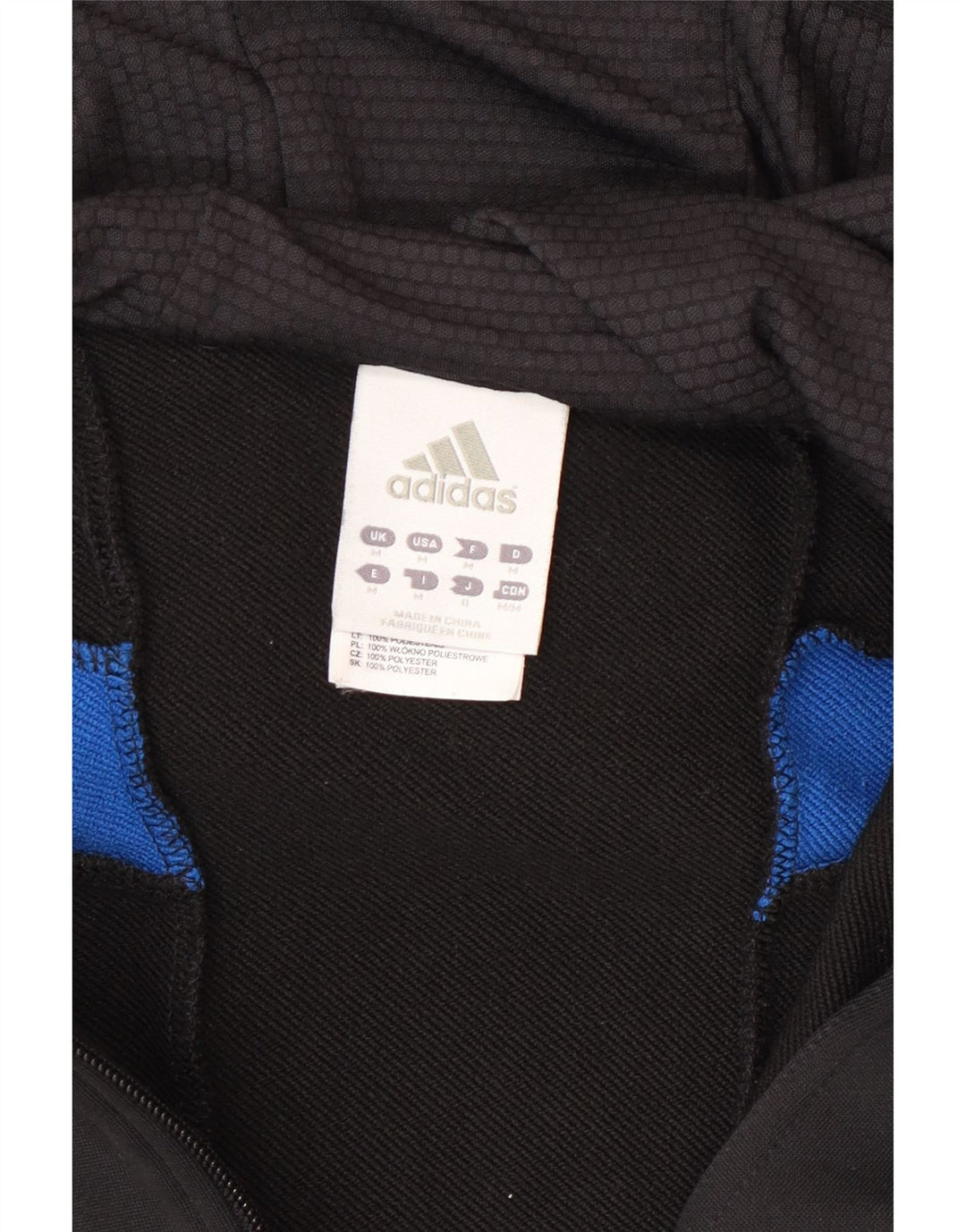 Pulover Adidas pentru bărbați, cu fermoar, poliester, mediu, negru