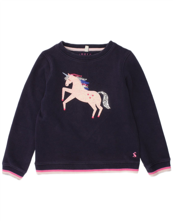 Joules Fete Unicorn Pulover Pulover 7-8 Ani Bleumarin Poliester