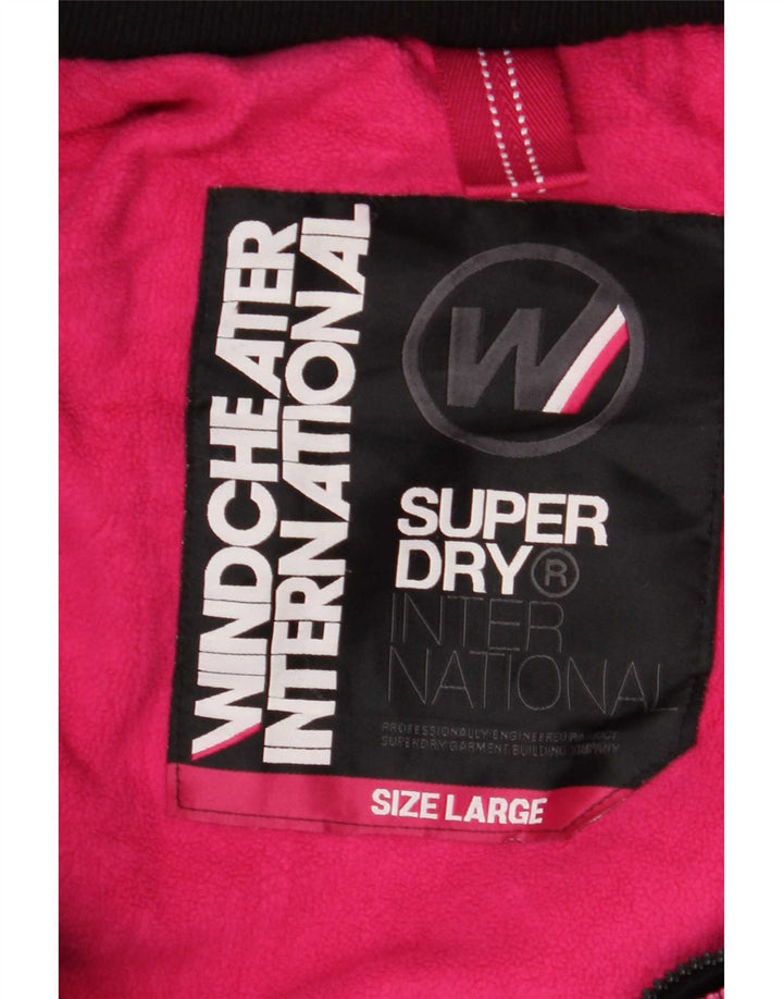 Superdry Windcheater Graphic Windbreaker Jacket pentru femei UK 16 Large Black