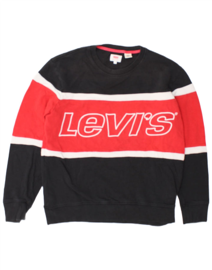 Pulover cu grafică Levi's pentru bărbați, bumbac color bloc negru mediu