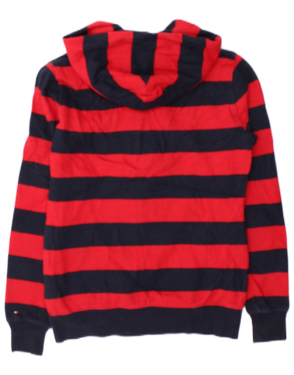Tommy Hilfiger Womens Zip Hoodie Sweater UK 10 Small Red Striped Cotton