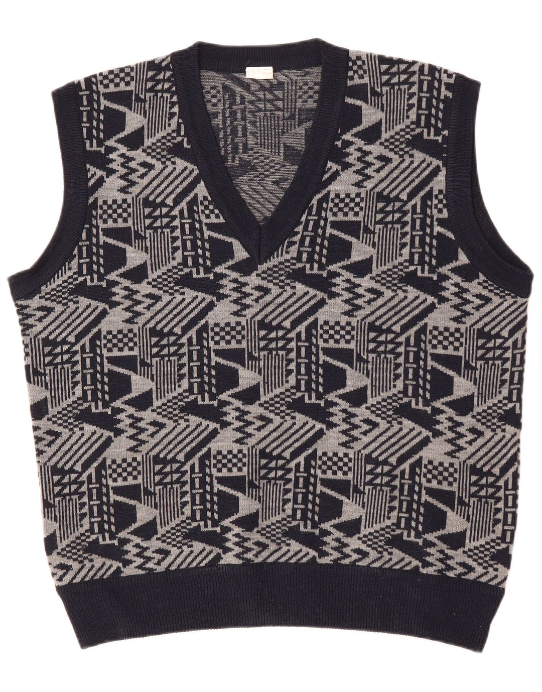 VINTAGE Vestă pentru bărbați Tank Top mare bleumarin geometric