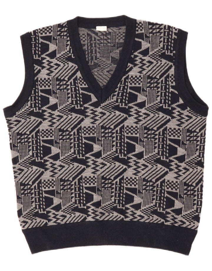 VINTAGE Vestă pentru bărbați Tank Top mare bleumarin geometric