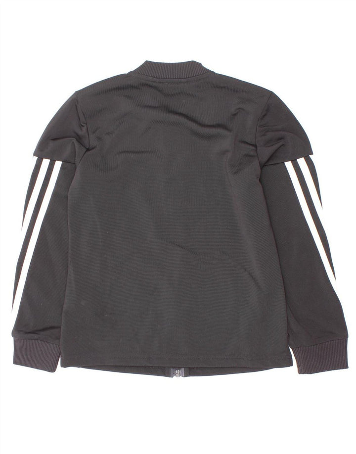 Jachetă de trening pentru fete Adidas 7-8 ani poliester negru cu dungi